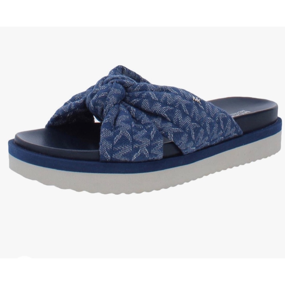 Michael Kors Josie Blue Logo Denim Slip Ons - Picture 2 of 5